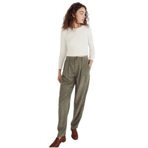 Madewell High Rise Pleated Corduroy Pants Olive Green Size 4 Minimalist
